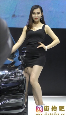 4K-车展斯柯达紧身黑色包臀短裙裙极品漂亮高跟模特[MP4/722M]