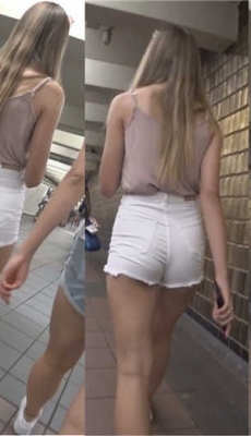地铁跟拍漂亮金发美眉性感长腿圆润翘臀[MP4/471M]