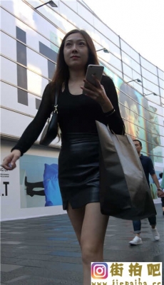 4K-街拍黑色皮裙肉丝长腿高跟美女逛街[MP4/2.24G]