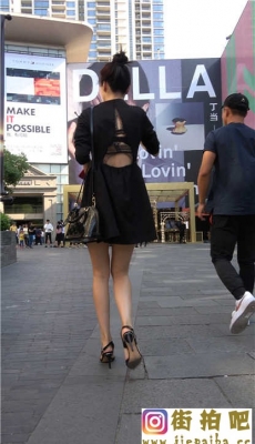4K-街拍黑色连衣短裙肉色丝袜美腿性感身材美女[MP4/1.09G]