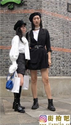 4K-性感黑色短裙极品白皙长腿长靴街拍美女[MP4/879M]